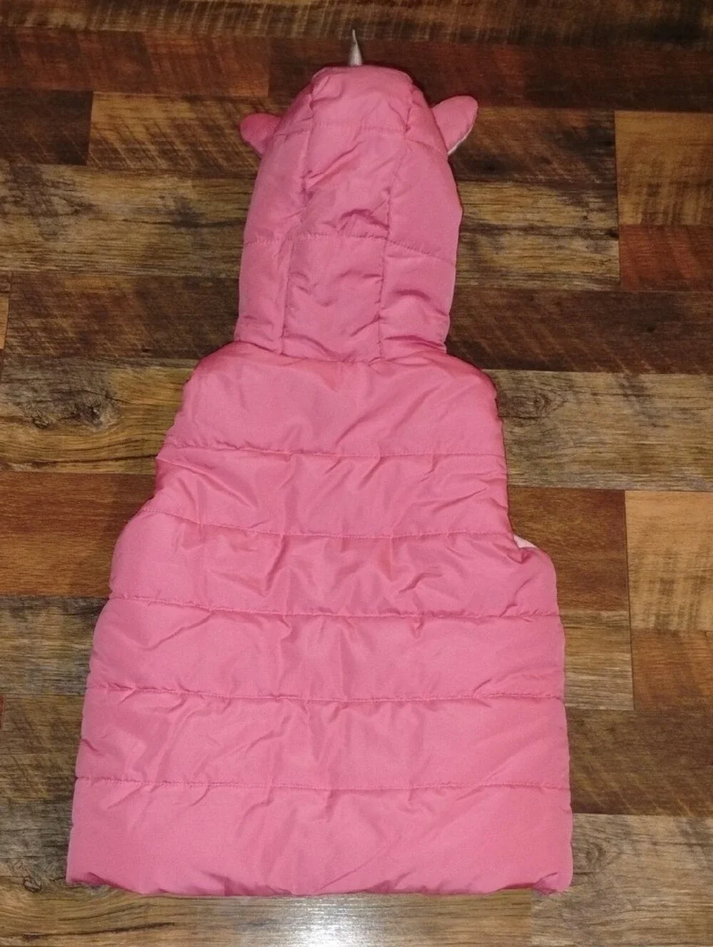 Girls' 4t Leopard Print Hooded Puffer Vest & Pink Unicorn 🦄 Hooded Puffer Vest